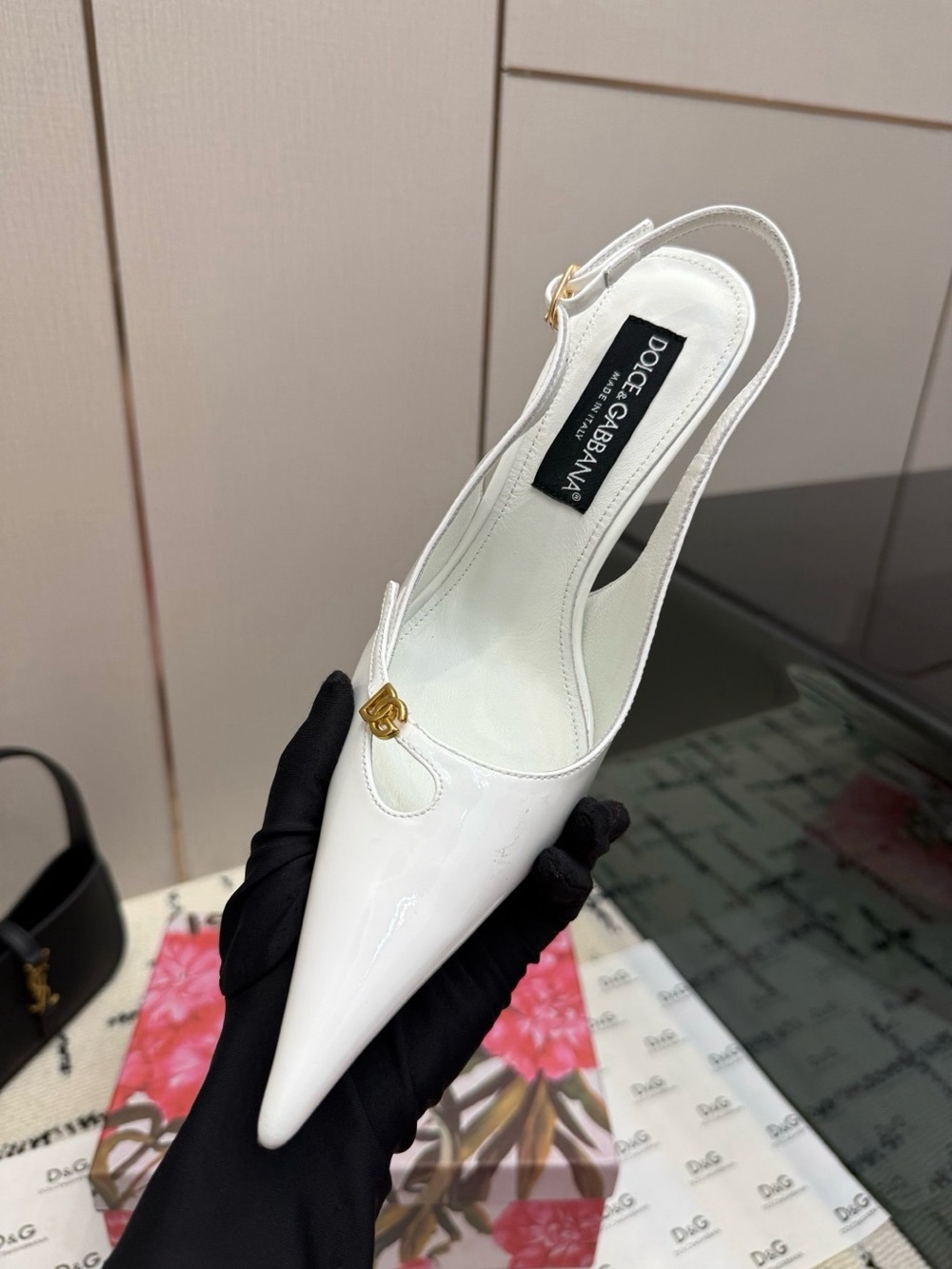 Dolce & Gabbana White Pointed Slingback Pumps - Picture 8 of 8